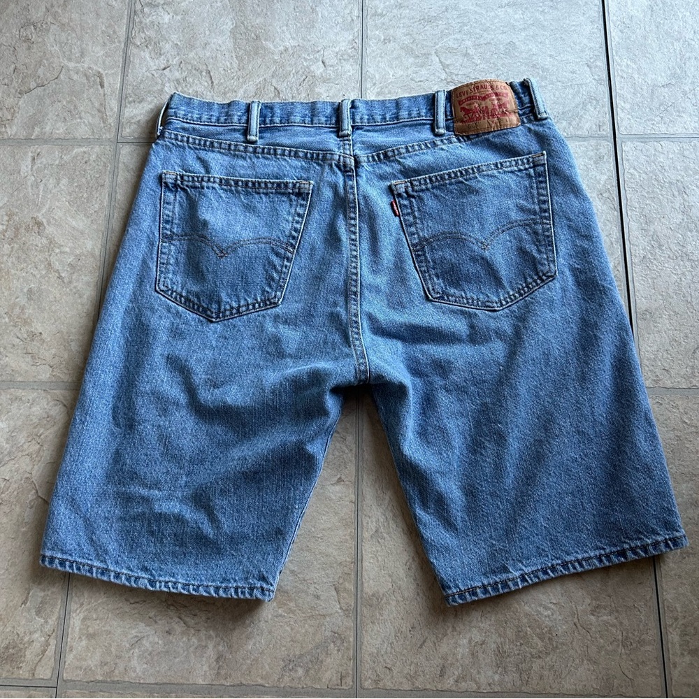 Levis 505 Long Blue Shorts Size 38 Jorts Bermuda Shorts